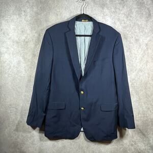 Brooks Brothers Explorer Regent Fit Suit Blazer Mens 46L Navy Blue Wool Blend‎